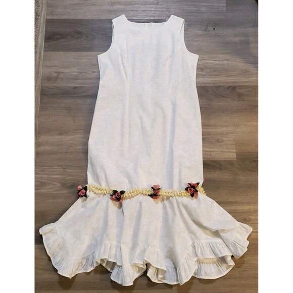 Vtg Hawaiian Original Hilo Hatties Wild Ginger Lei Sz 16 Wedding Muumuu Dress - Picture 1 of 9